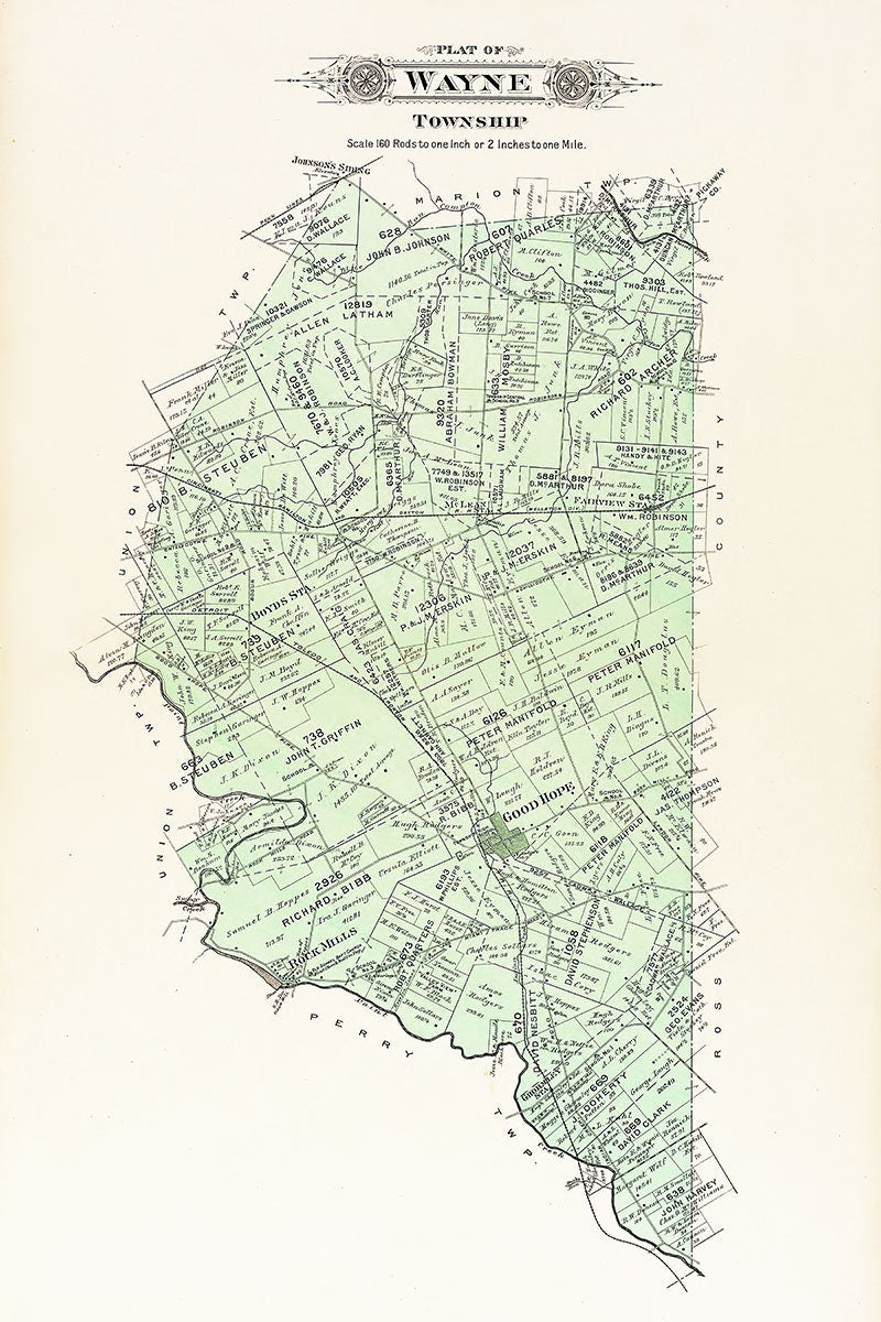 1913 Map of Wayne Township Fayette County Ohio