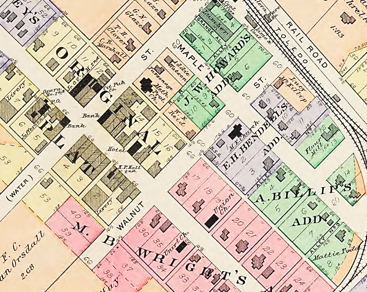 1913 Town Map of Jeffersonville Fayette County Ohio