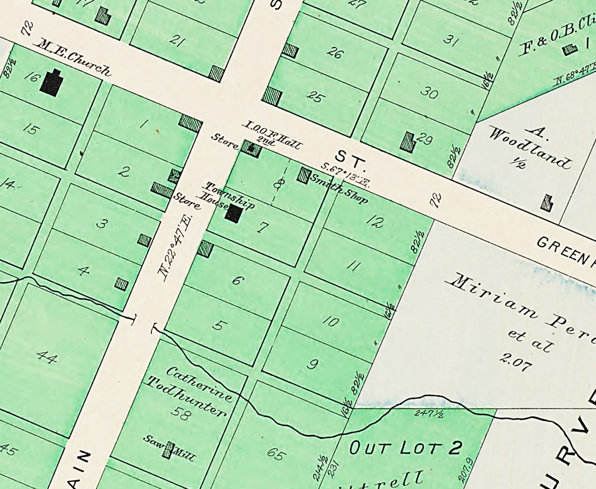 1913 Town Map of New Martinsburg Fayette County Ohio