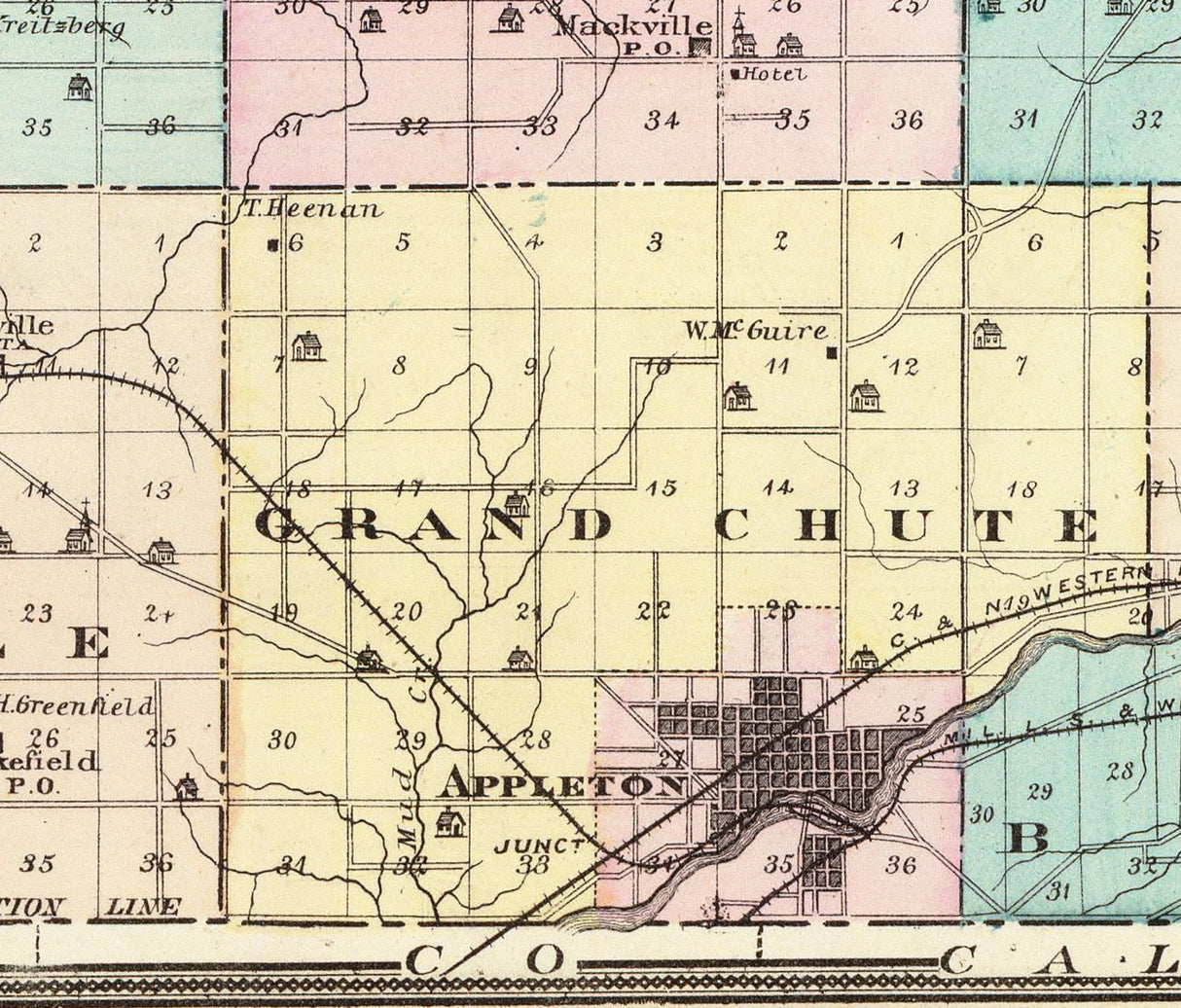 1878 Map of Outagamie County Wisconsin