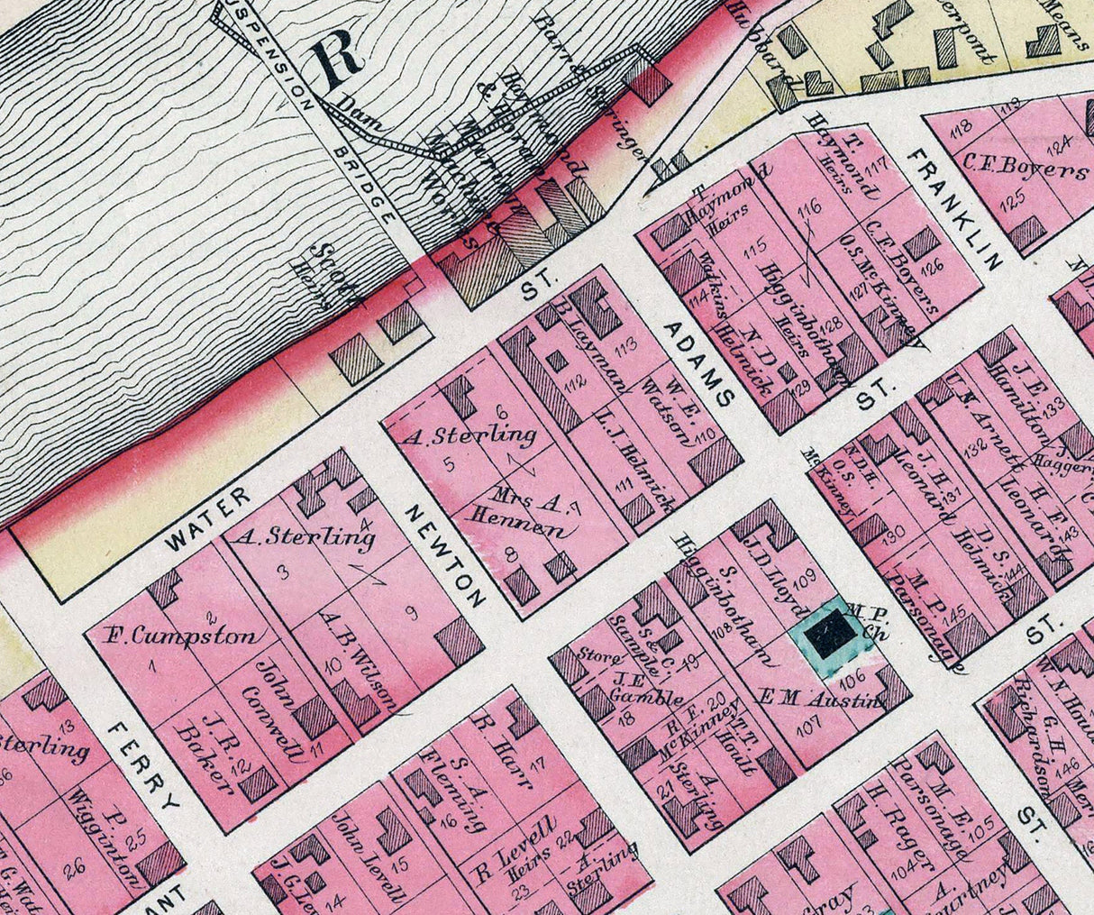 1886 Town Map of Palatine Marion County West Virginia