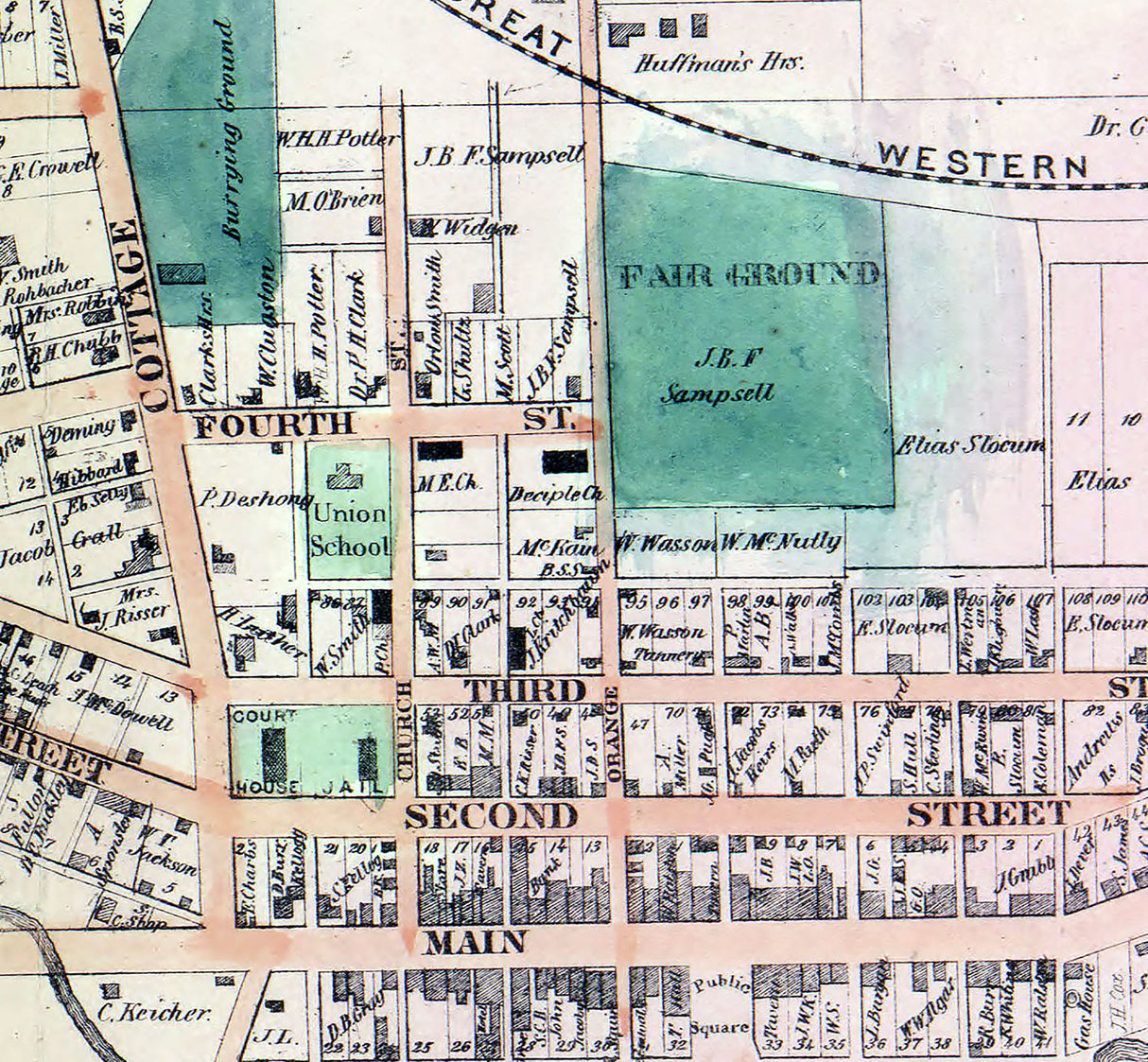 1861 Town Map of Ashland Ohio