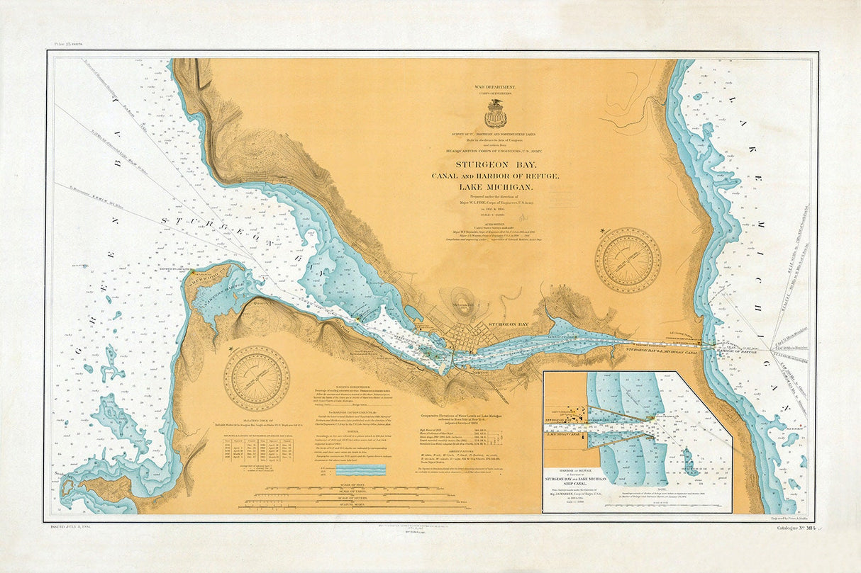 1904 Nautical Chart Map of Sturgeon Bay Canal and Harbor Wisconsin