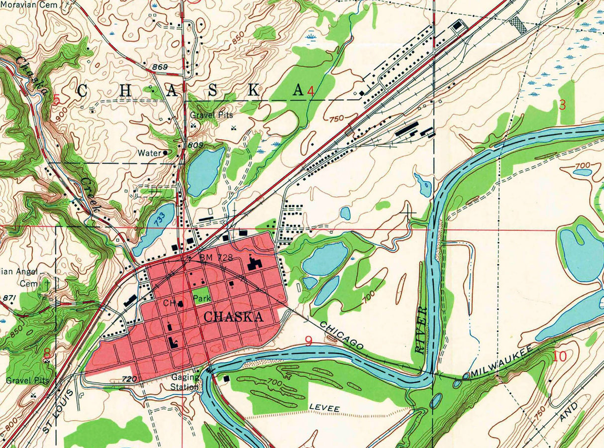 1958 Topo Map of Shakopee Minnesota Quadrangle