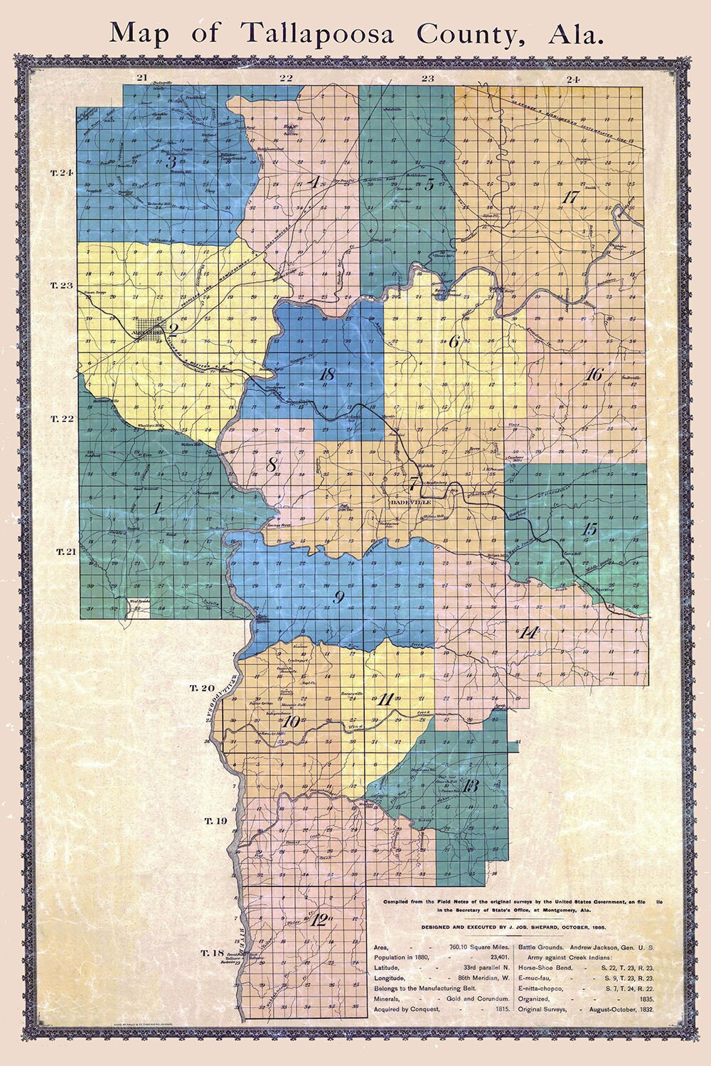 1885 Map of Tallapoosa County Alabama