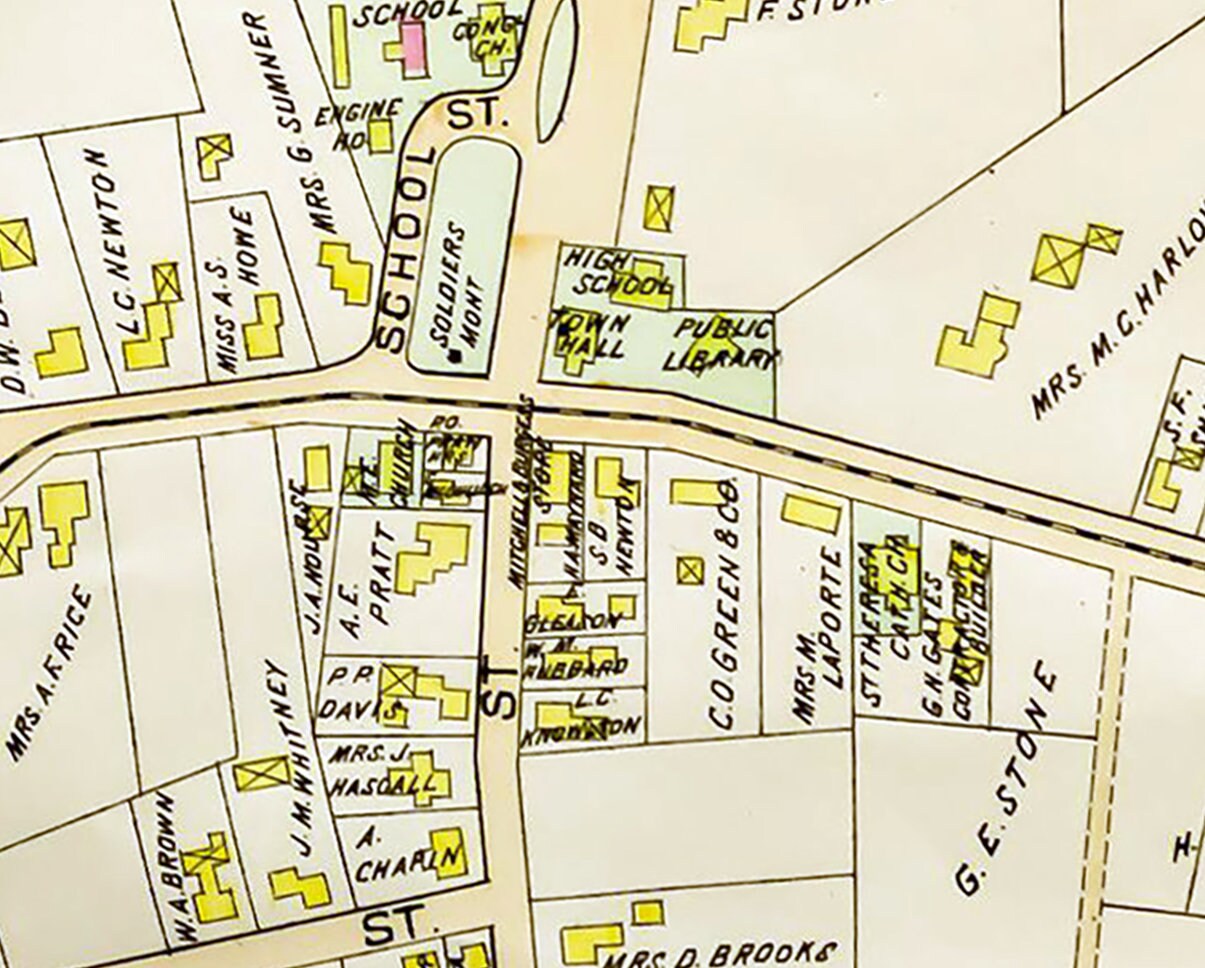 1880 Town Map of Northborough Worcester County Massachusetts
