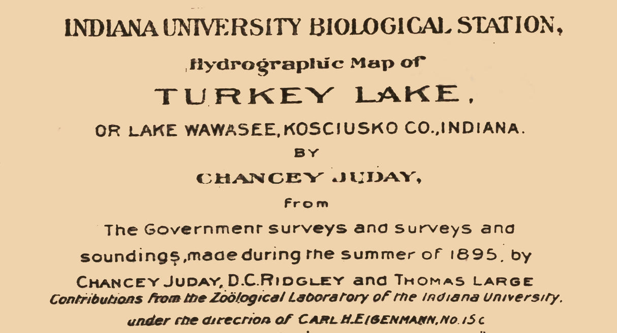 1895 Map of Wawasee Lake Kosciusko County Indiana