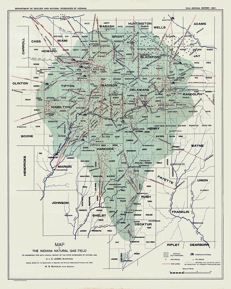 1897 Map of the Indiana Natural Gas Field