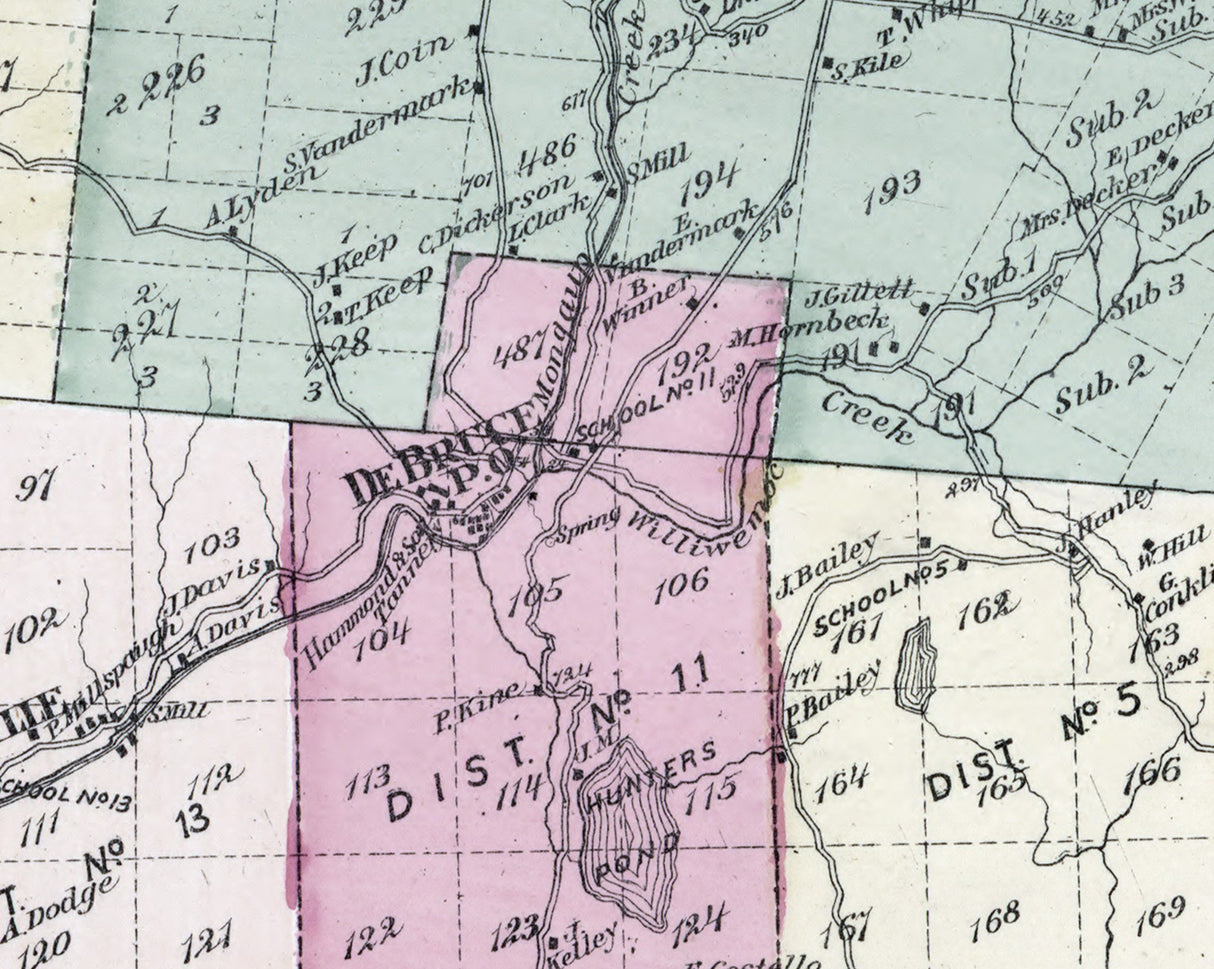1875 Map of Rockland Township Sullivan County New York