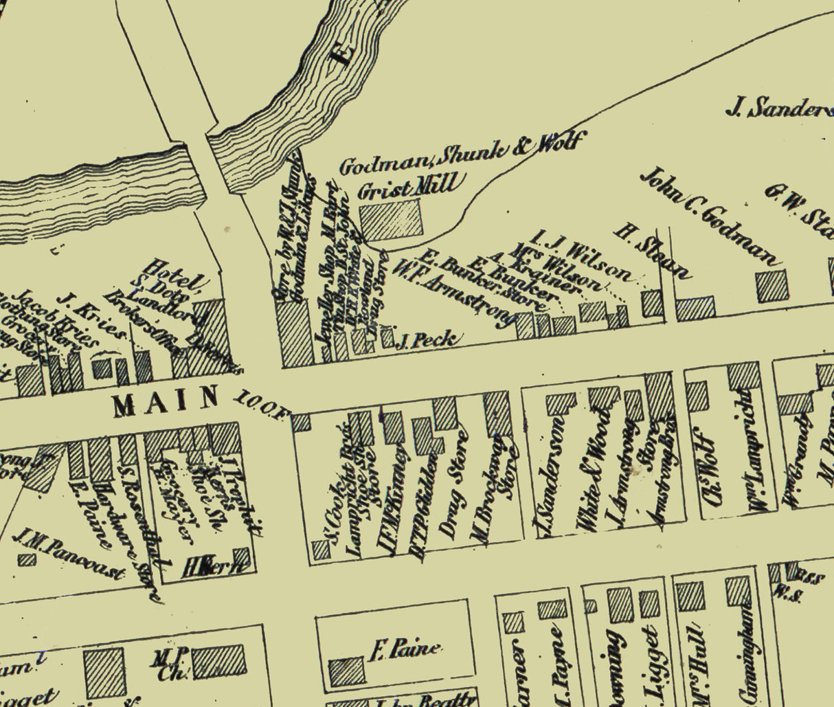 1857 Town Map of Cardington Morrow County Ohio
