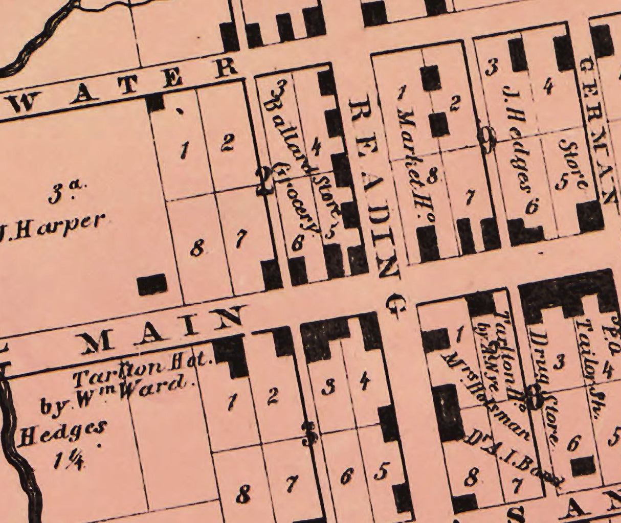 1858 Town Map of Tarlton Pickaway County Ohio