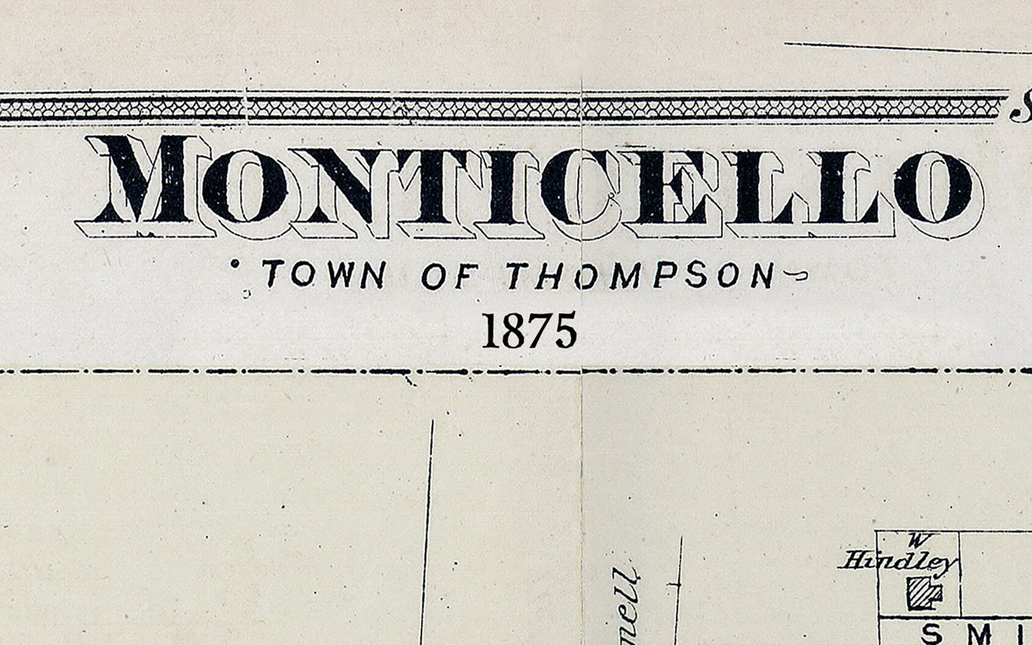 1875 Town Map of Monticello Sullivan County New York