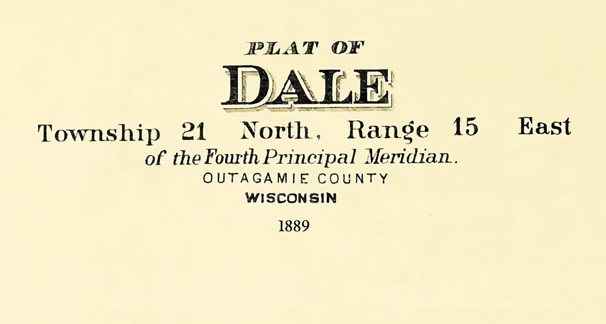 1889 Map of Dale Township Outagamie County Wisconsin