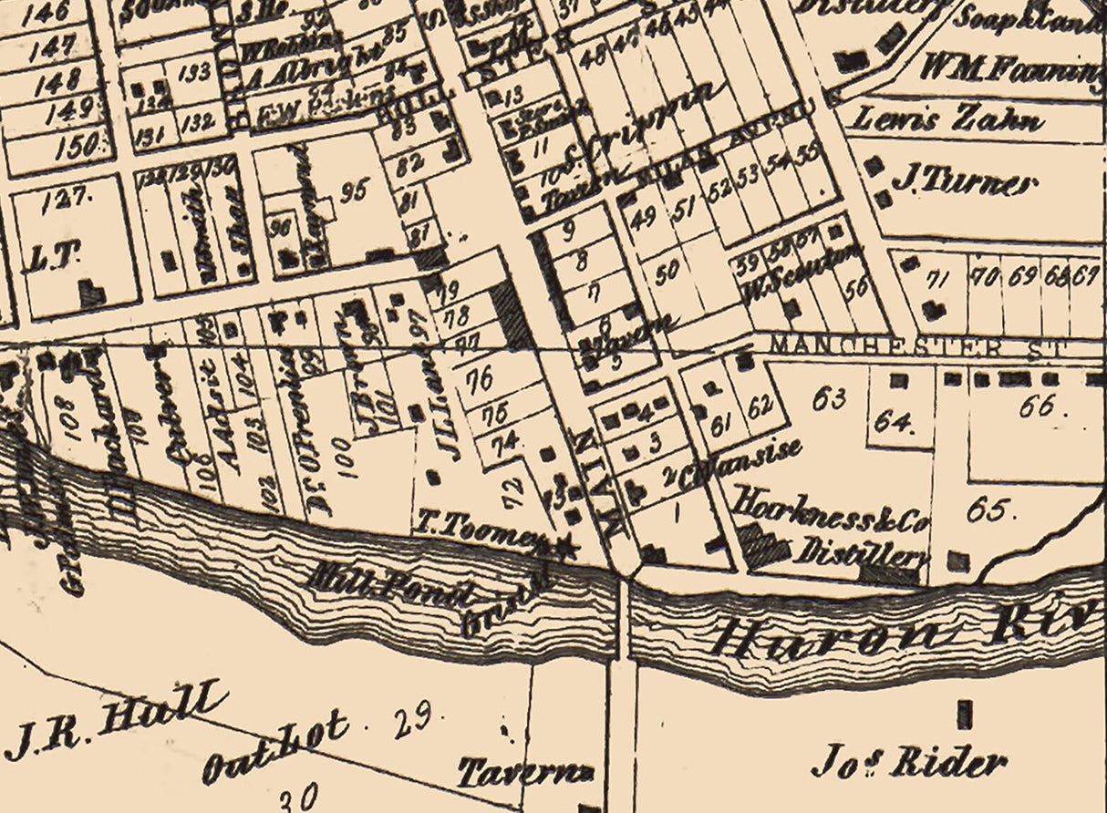 1859 Town Map of Monroeville Huron County Ohio