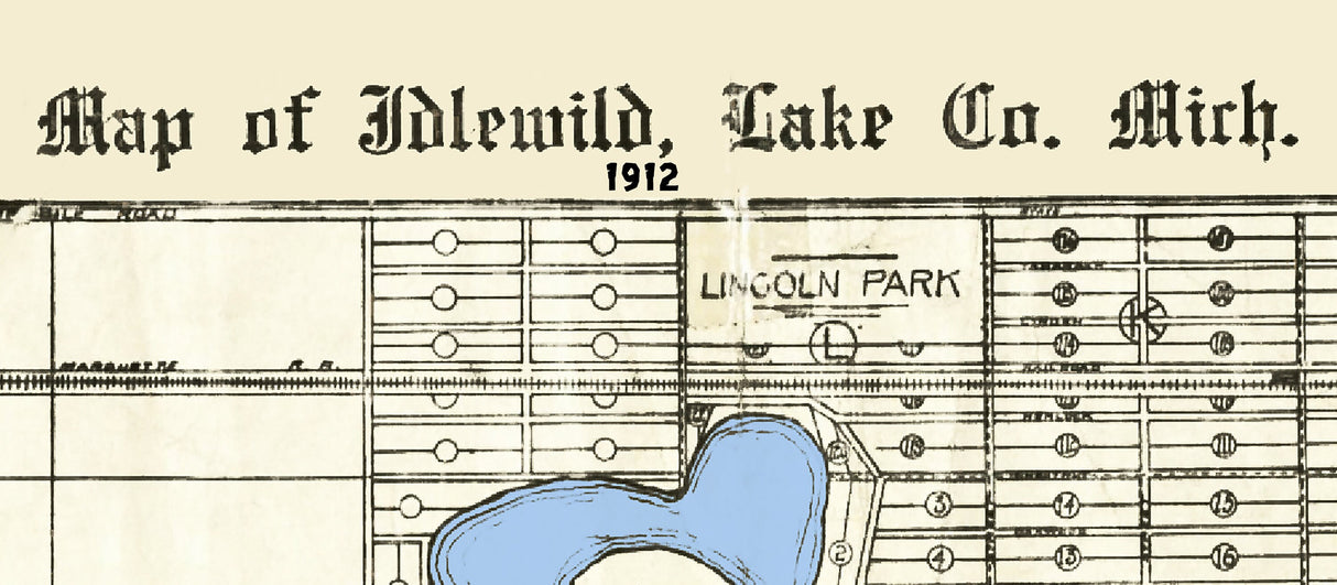 1912 Map of Lake Idlewild Lake County Michigan