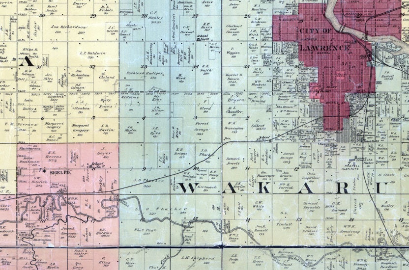 1887 Farm Line Map of Douglas County Kansas