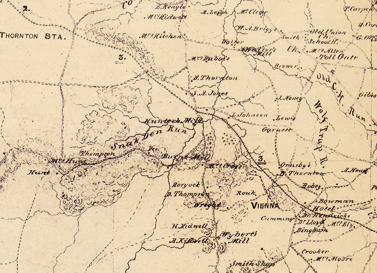 1864 Map of Fairfax and Alexandria County Virginia