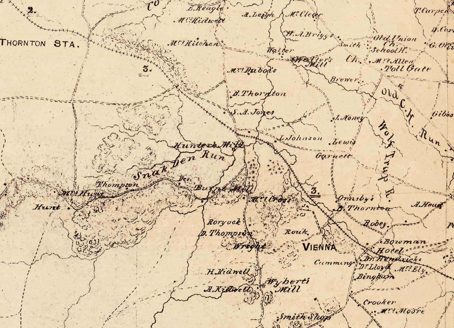 1864 Map of Fairfax and Alexandria County Virginia