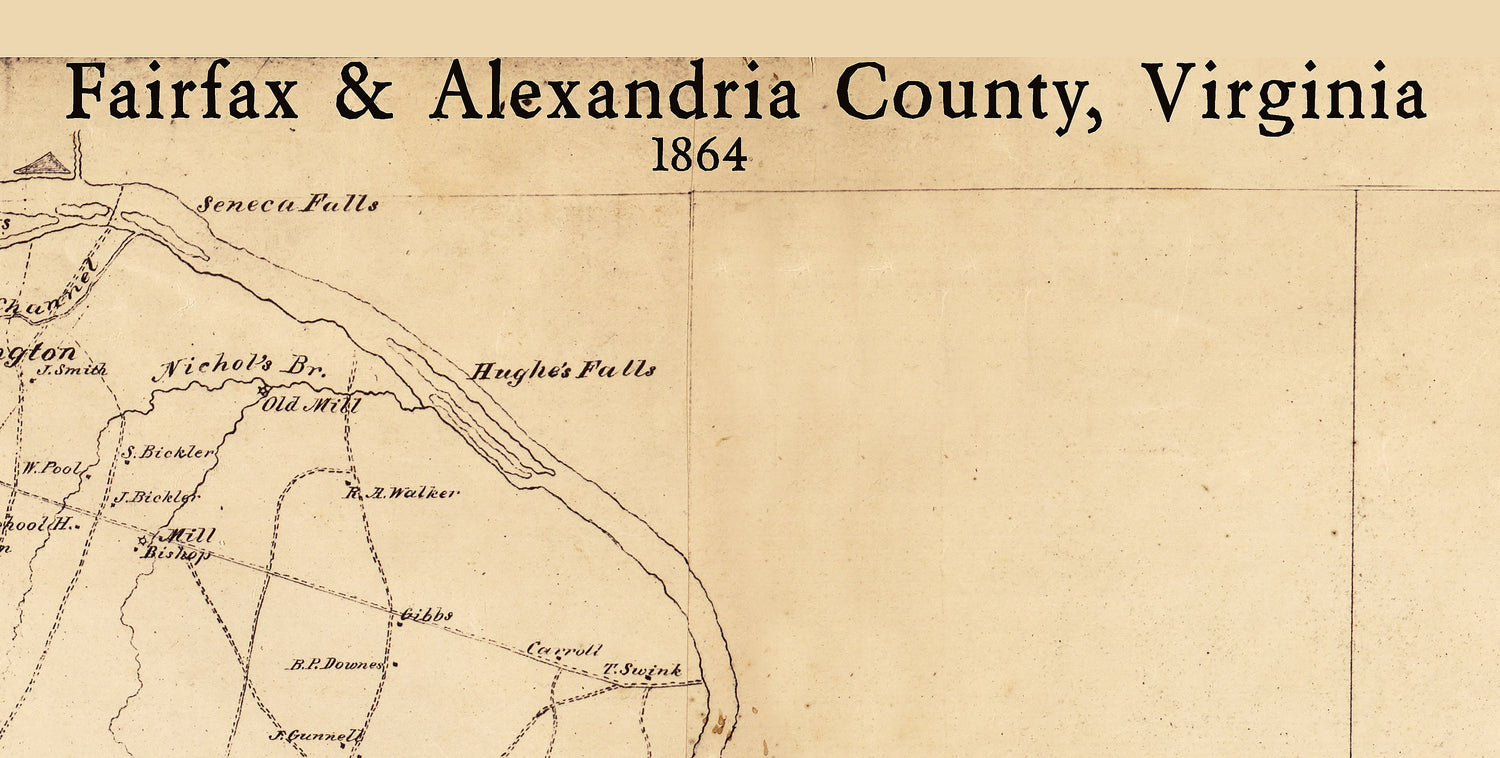 1864 Map of Fairfax and Alexandria County Virginia