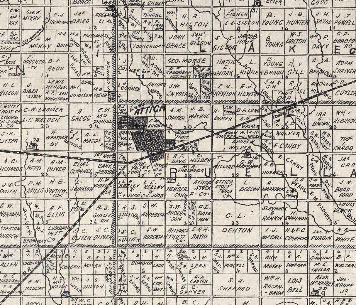 1893 Map of Harper County Kansas