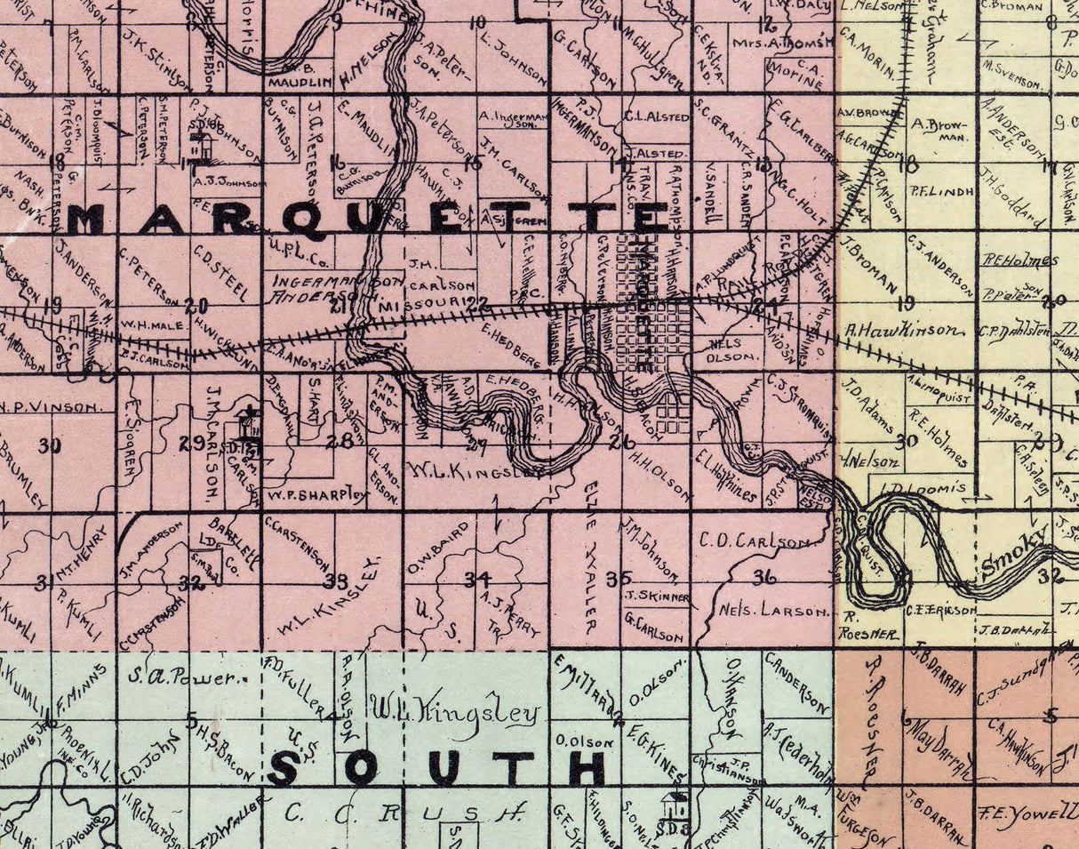 1898 Map of McPherson County Kansas