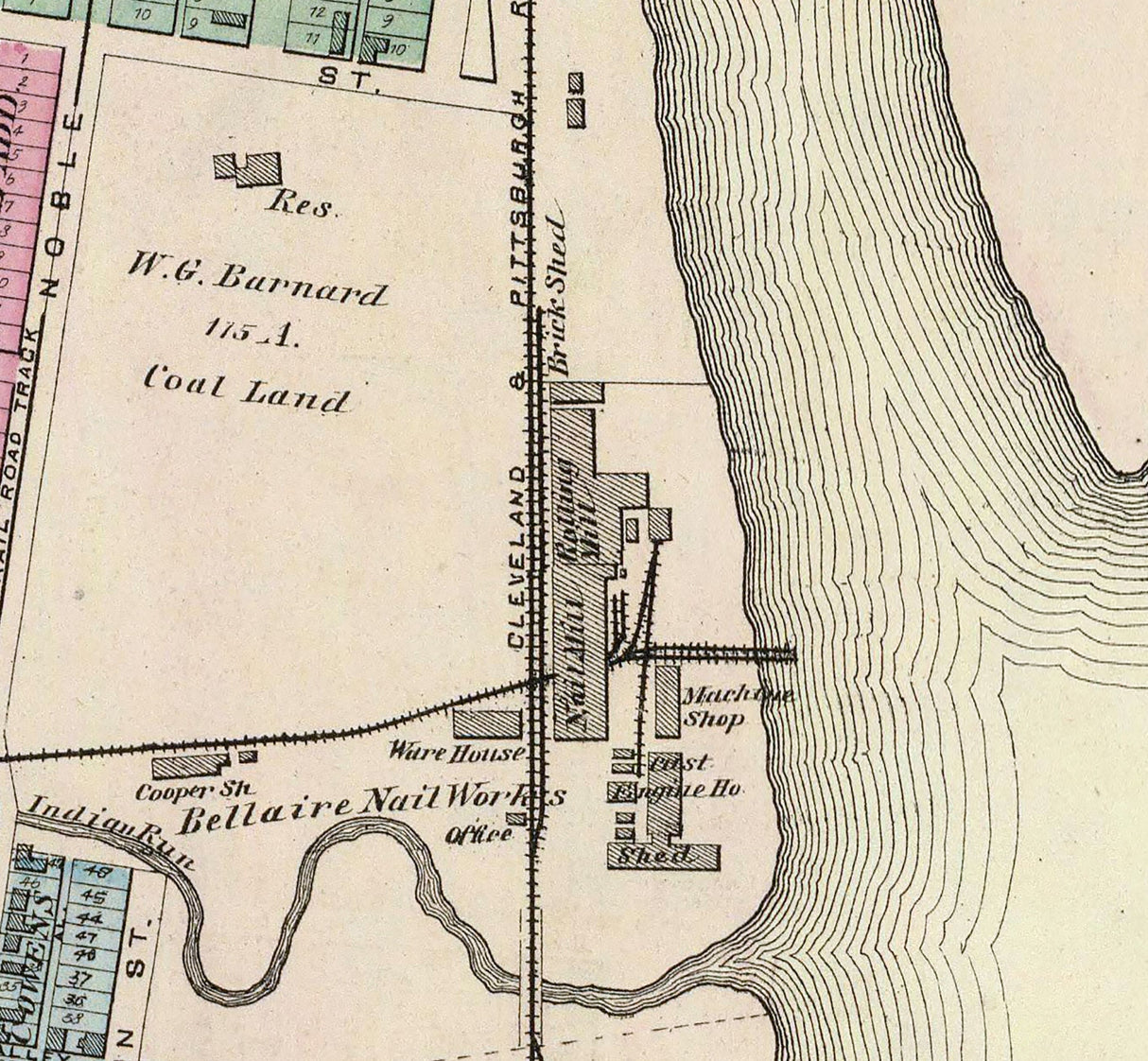 1877 Map of Bellaire Belmont County Ohio