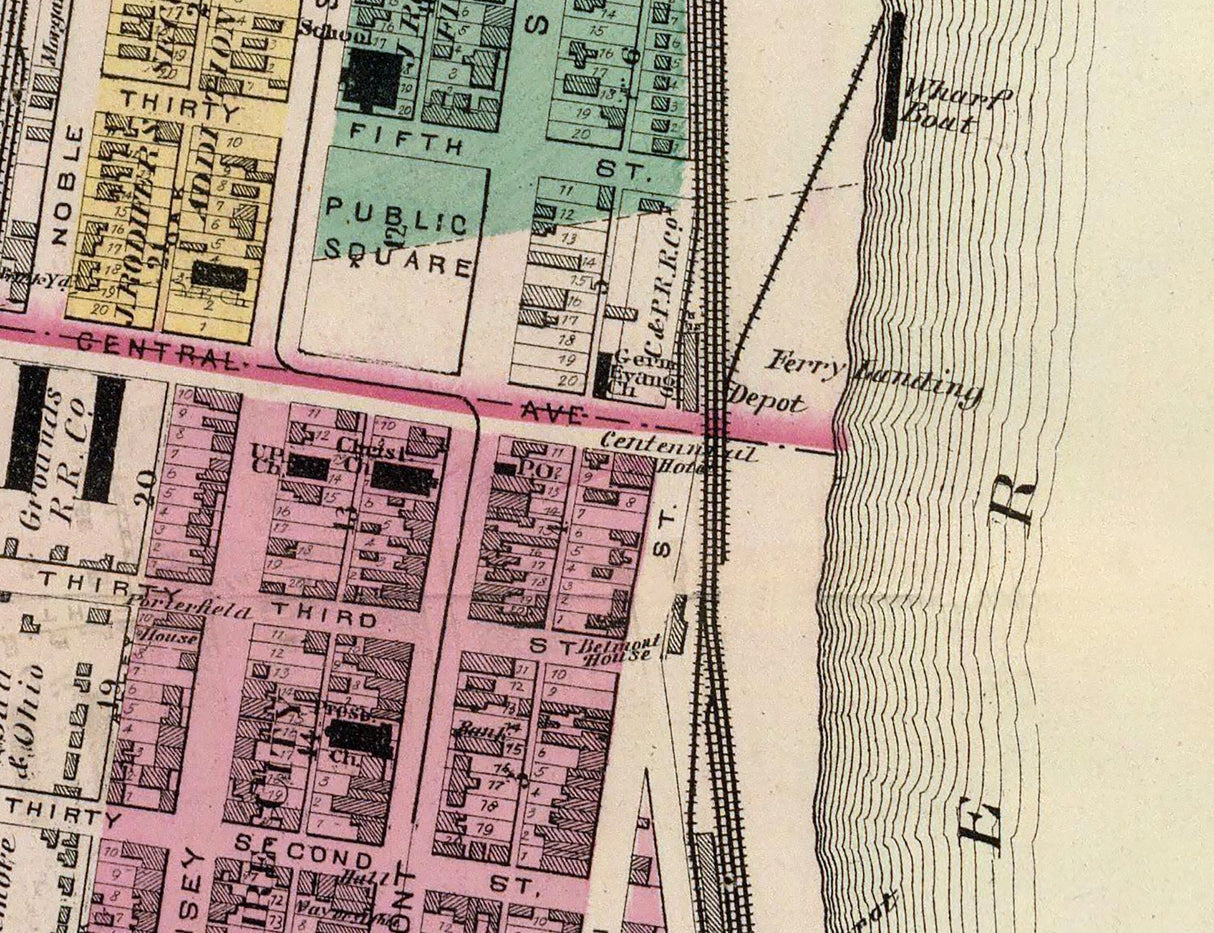 1877 Map of Bellaire Belmont County Ohio