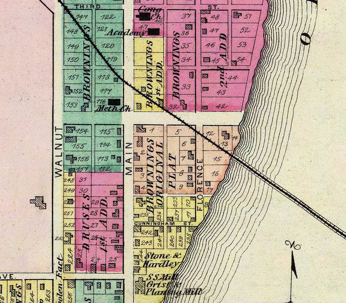 1877 Map of Belpre Washington County Ohio