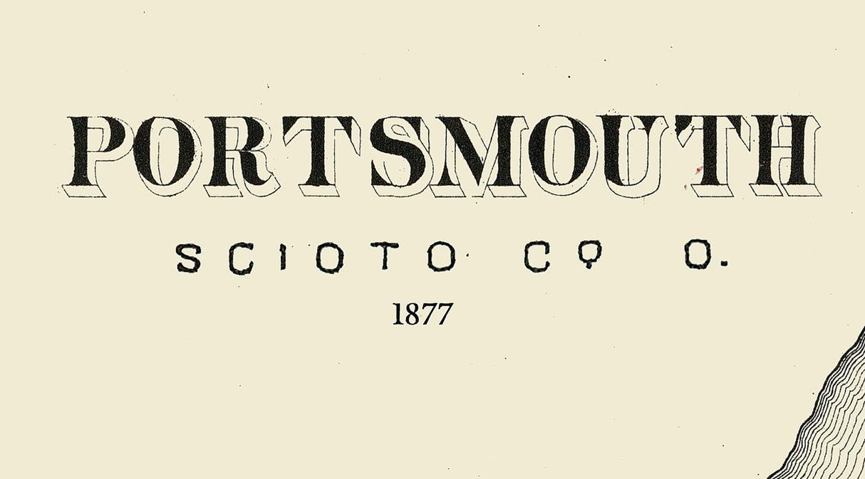 1877 Town Map of Portsmouth Scioto County Ohio