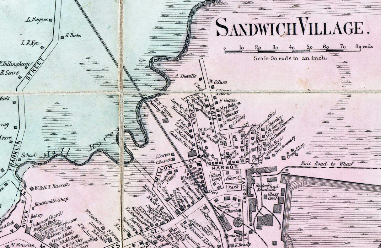 1857 Town Map of Sandwich Barnstable County Massachusetts