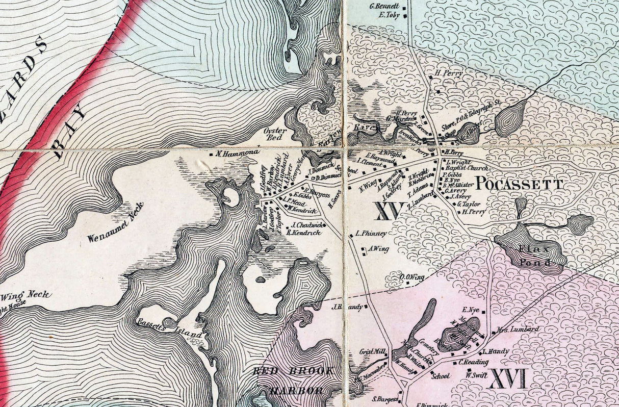 1857 Town Map of Sandwich Barnstable County Massachusetts