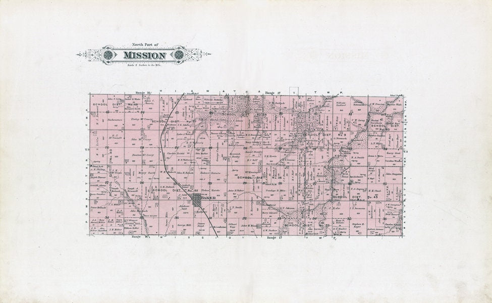 1887 Map of Mission Township Brown County Kansas