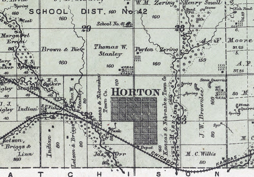 1887 Map of Mission Township Brown County Kansas