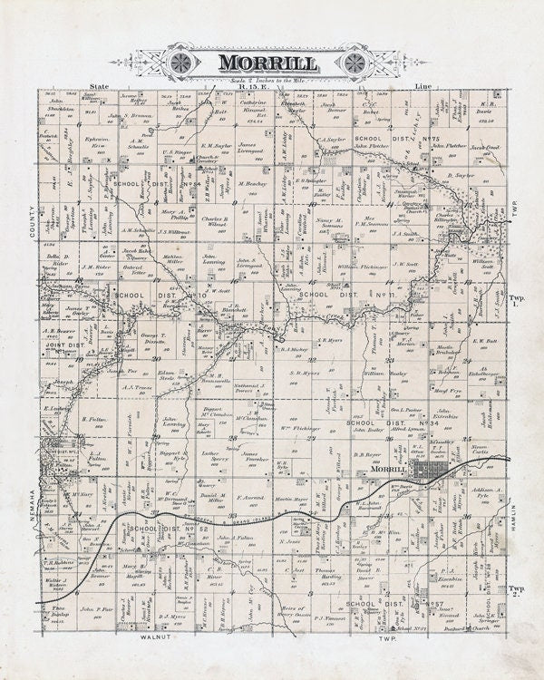 1887 Map of Morrill Township Brown County Kansas