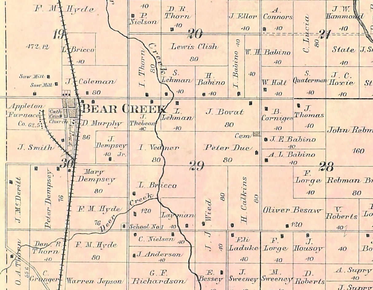 1889 Map of Deer Creek Township Outagamie County Wisconsin