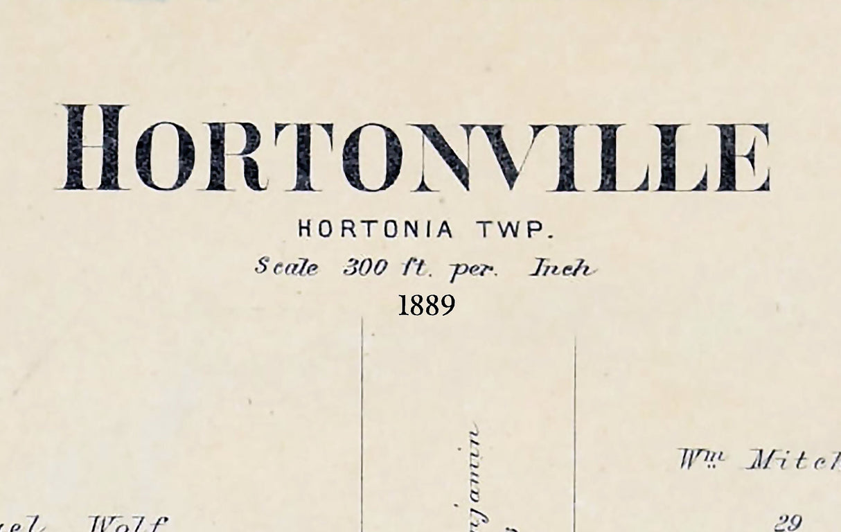 1889 Town Map of Hortonville Outagamie County Wisconsin