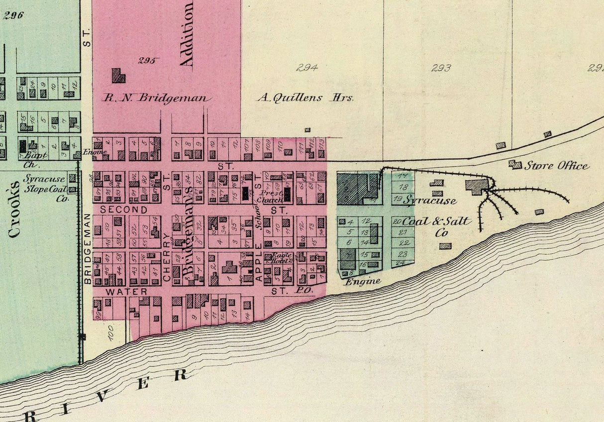1877 Map of Syracuse Meigs County Ohio
