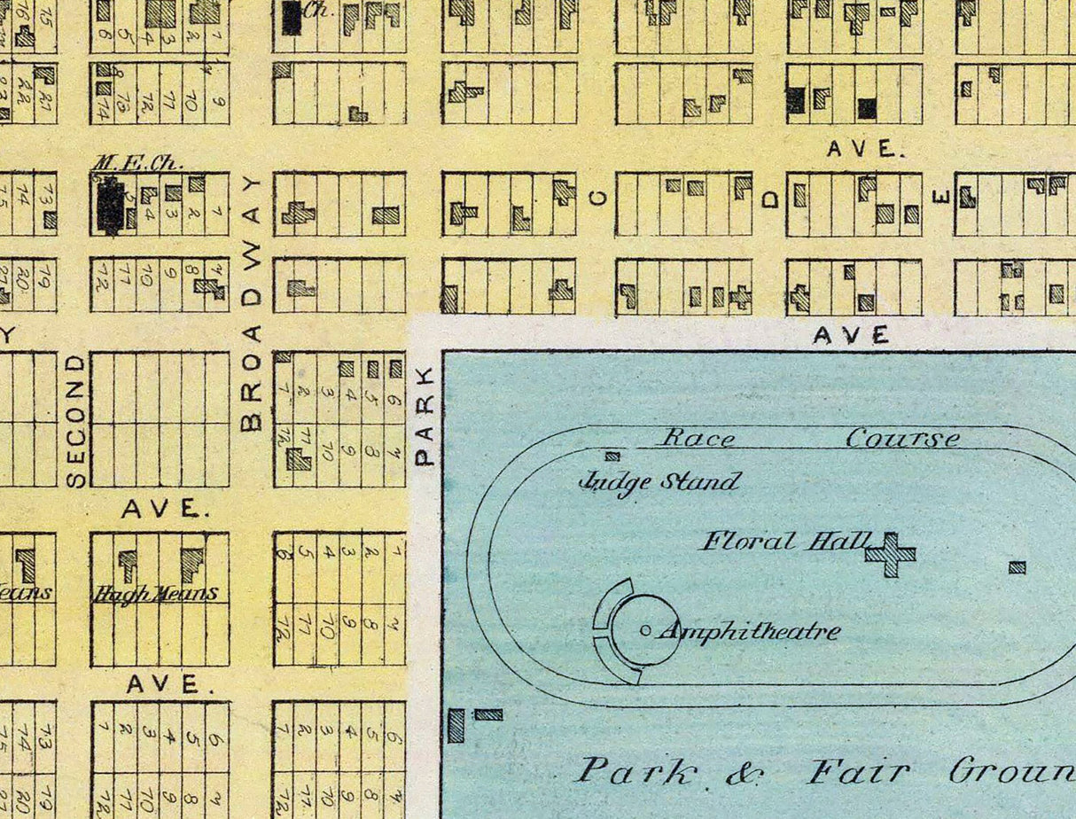 1877 Town Map of Ashland Boyd County Kentucky