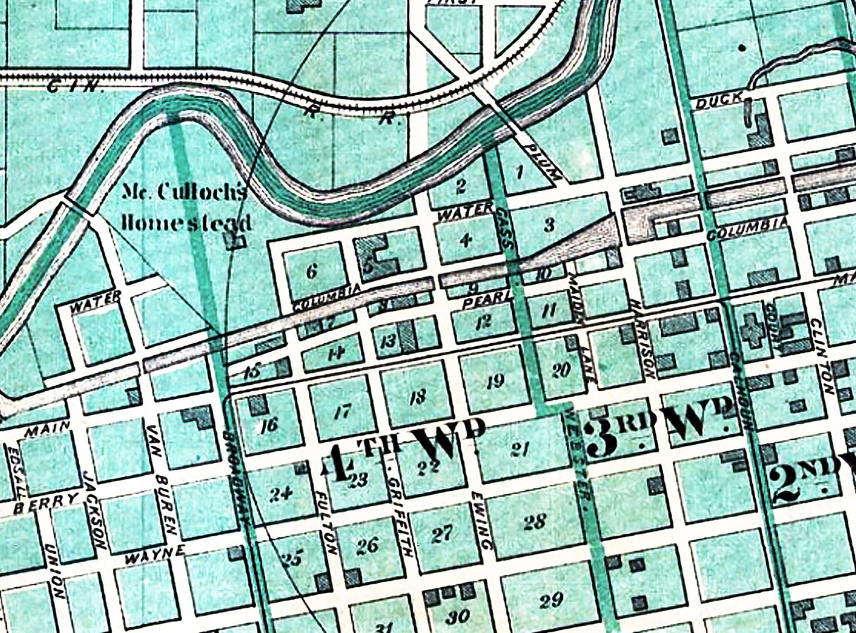 1876 Map of City of Fort Wayne Allen County Indiana