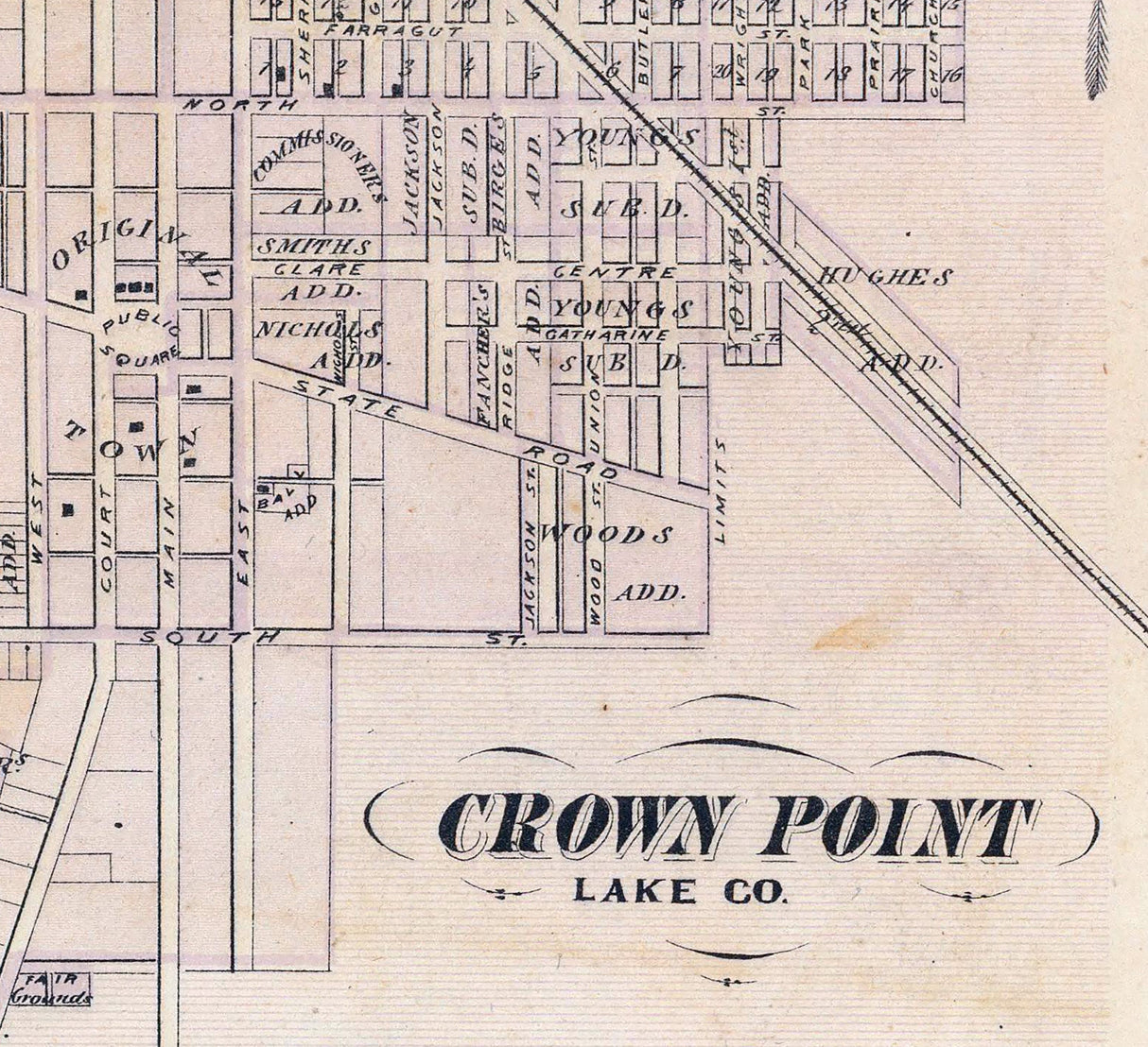 1876 Map of Lake County Indiana Crown Point