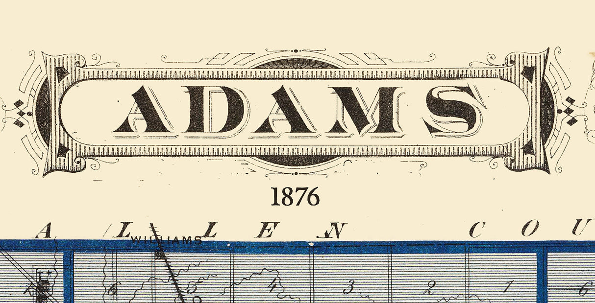 1876 Map of Adams County Indiana