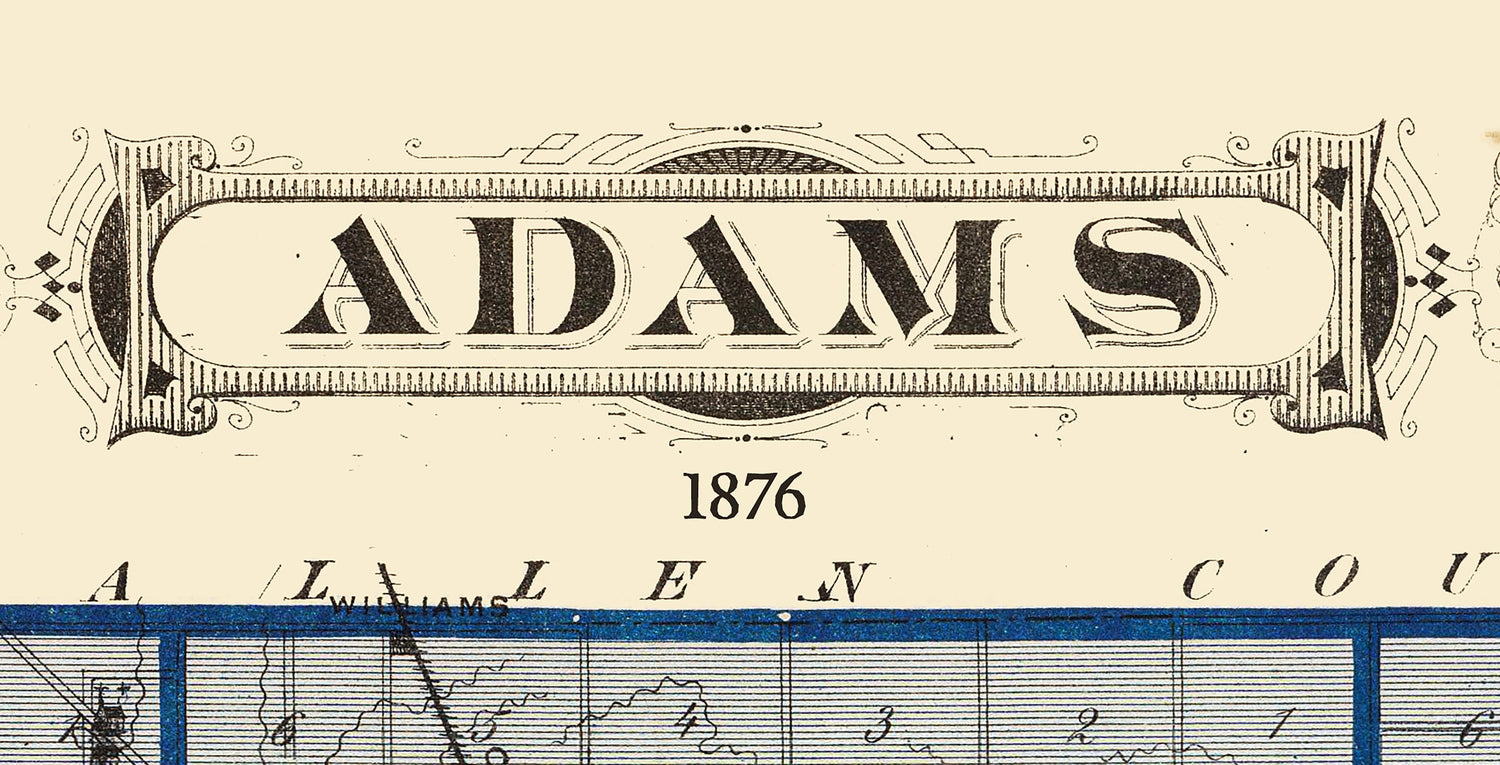 1876 Map of Adams County Indiana
