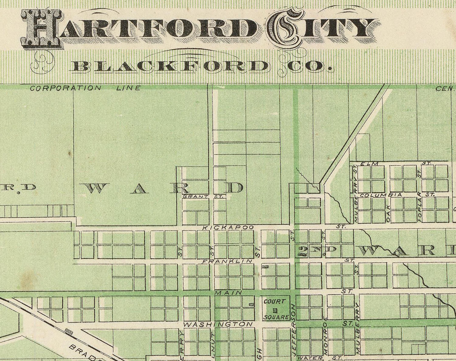 1876 Map of Blackford County Indiana Hartford City