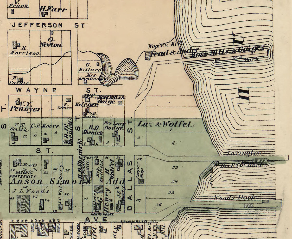 1876 Map of Lexington Sanilac County Michigan