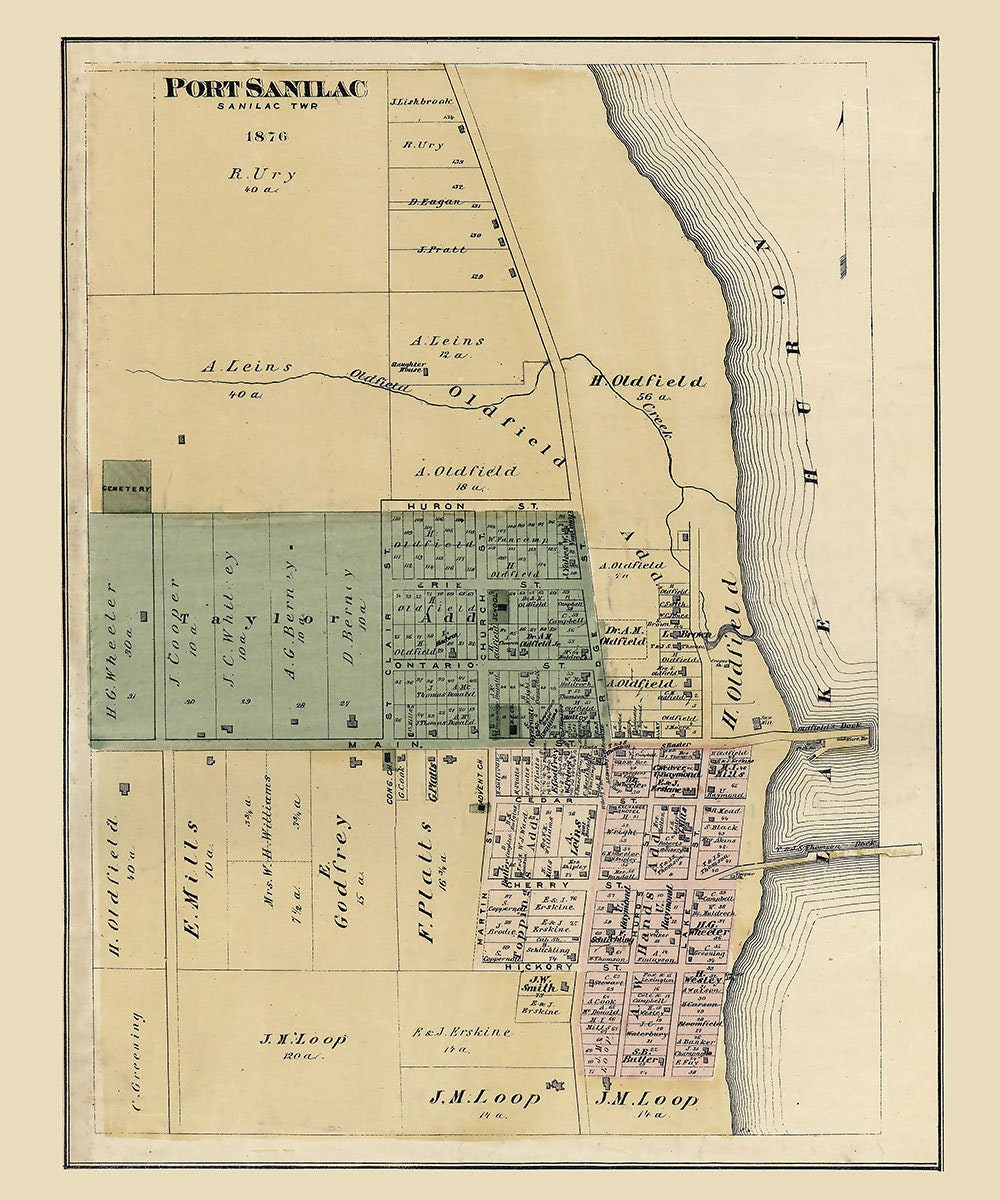 1876 Map of Port Sanilac Michigan