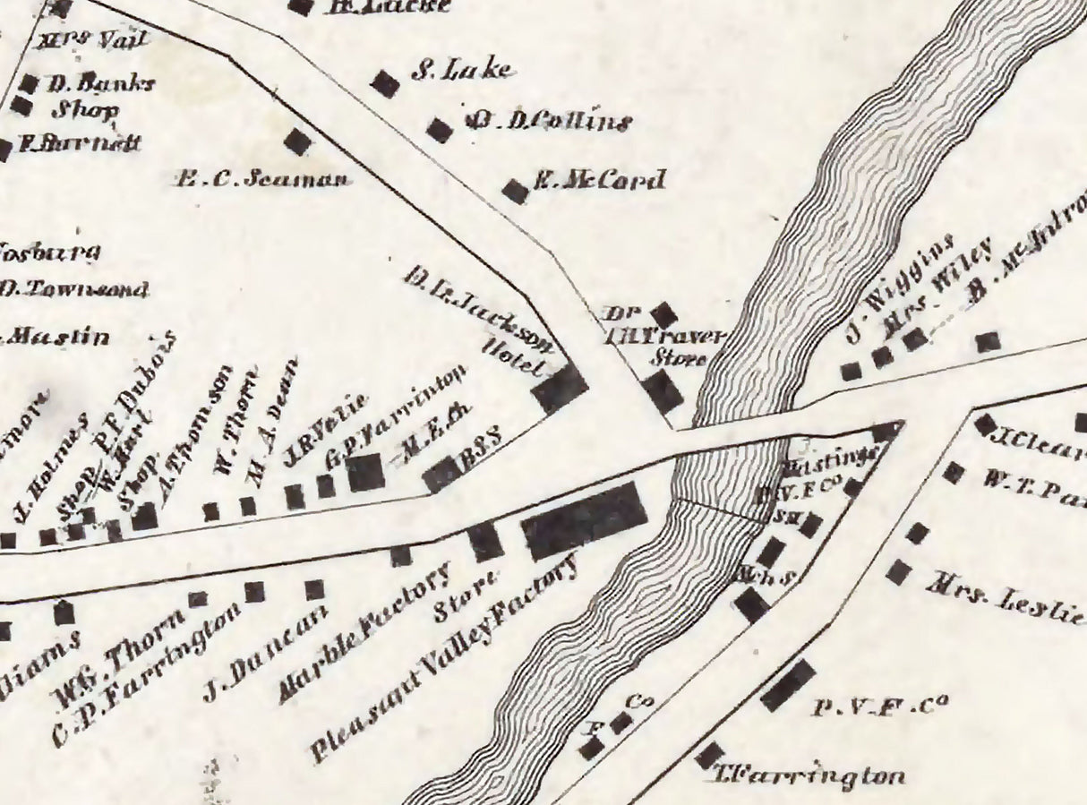 1858 Town Map of Pleasant Valley Dutchess County New York