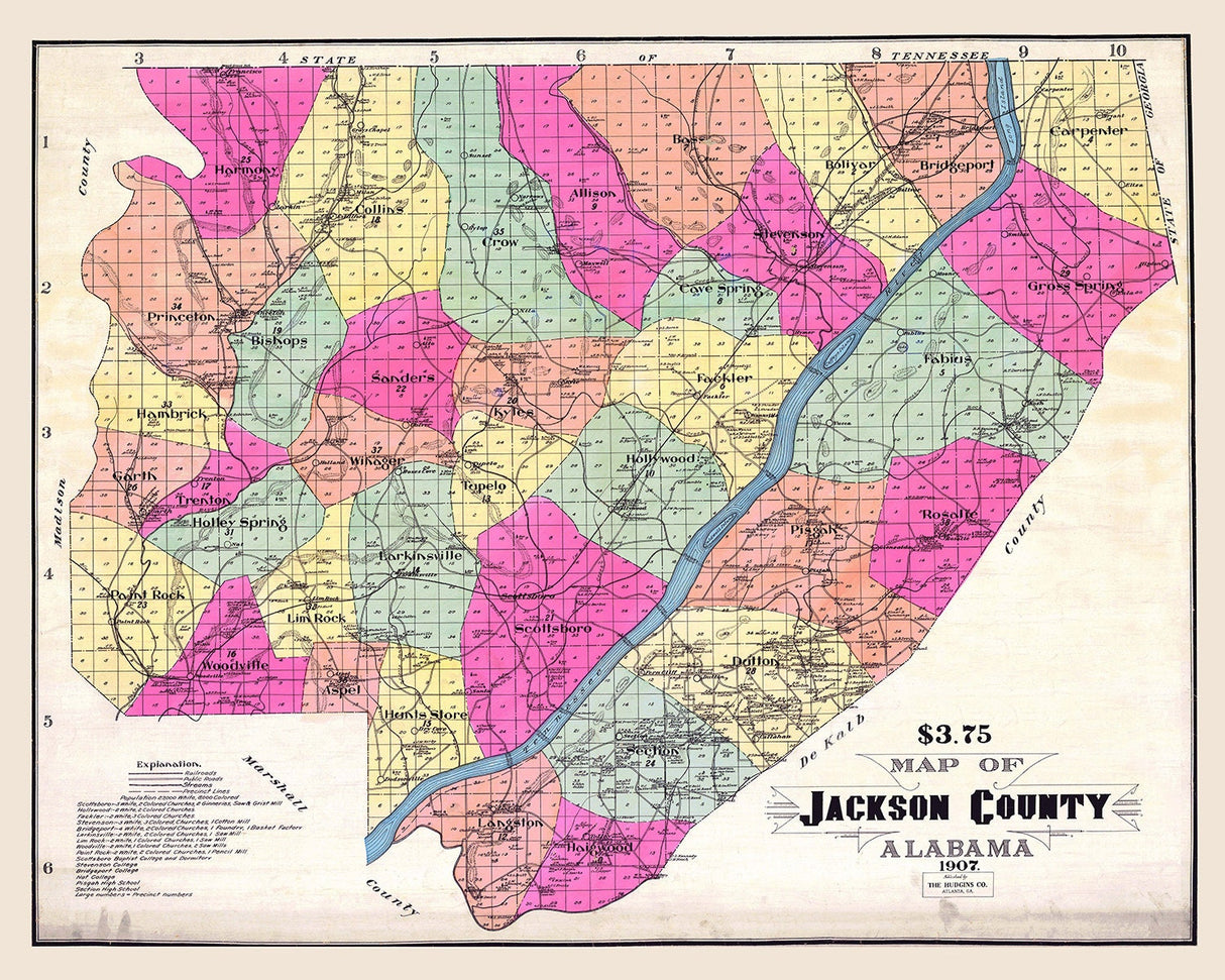 1907 Map of Jackson County Alabama