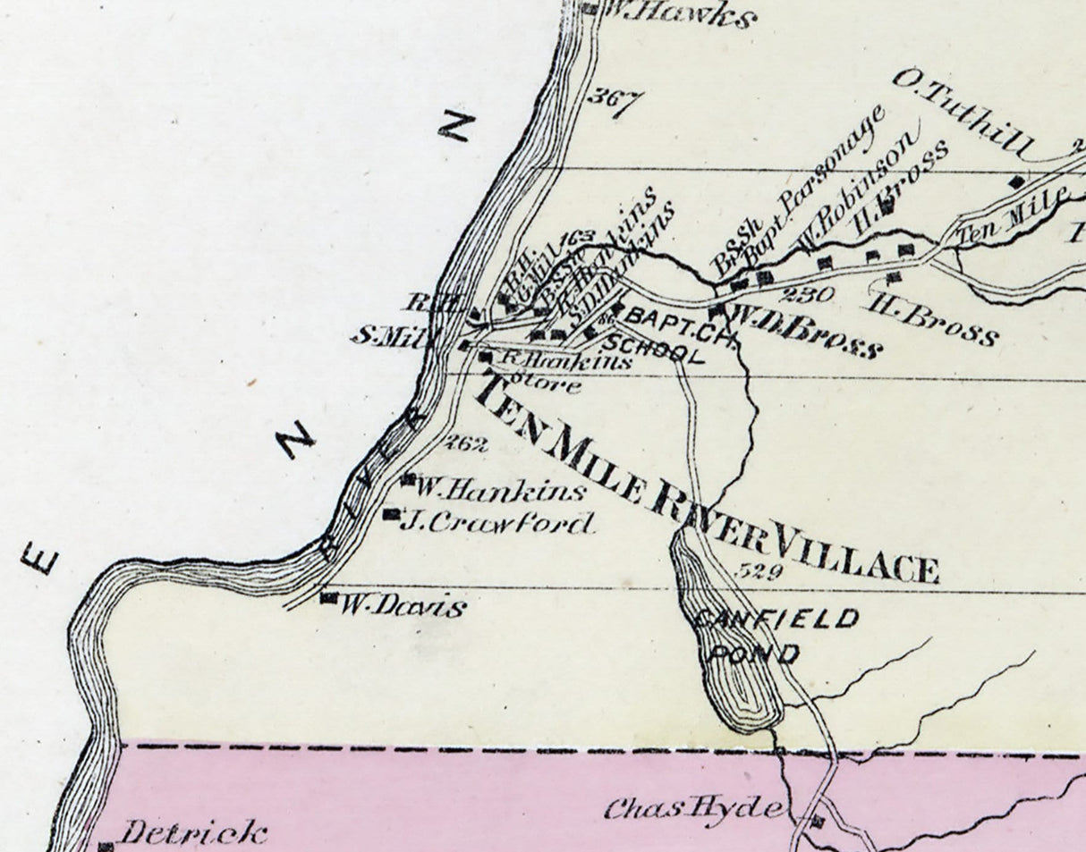 1875 Map of Tusten Township Sullivan County New York