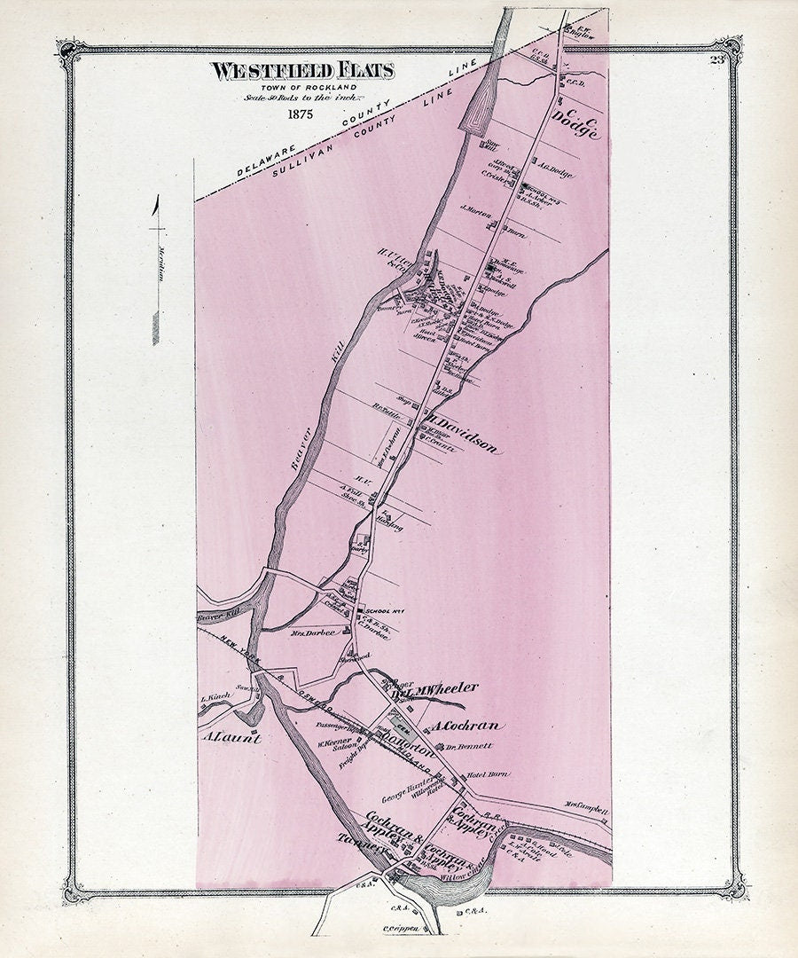 1875 Map of Westfield Flats Sullivan County New York