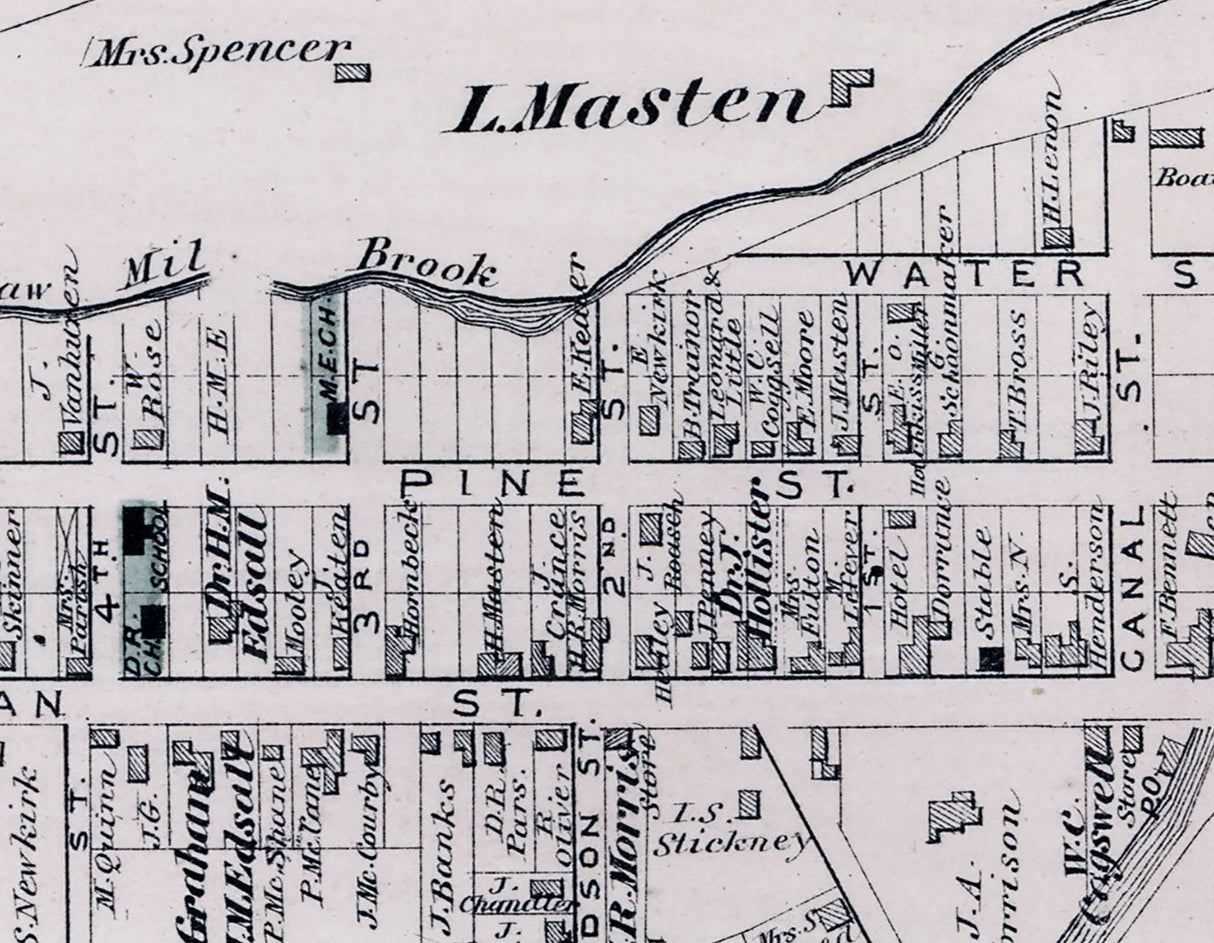 1875 Town Map of Wurtsborough Sullivan County New York